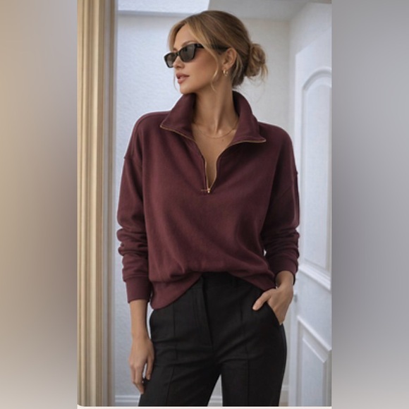 GAIAM Tops - GAIAM Burgundy Half-Zip Pullover Sweater Size Large EUC